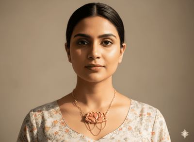 Pink Lotus Bloom Statement Necklace with Layered Chains – Womens Necklaces on Brown Living™. SKU: 001abpng. Img 1.