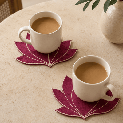 Pink Lotus Fabric Coasters | Handcrafted Table Décor Set Of 4 – Coasters on Brown Living™. SKU: CA01. Img 6.