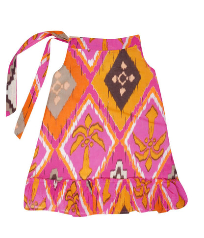 Pink Mosaic Wrap Cotton Skirt Regular Fit for Girls – Kids Daywear Sets on Brown Living™. SKU: PG160_1. Img 2.