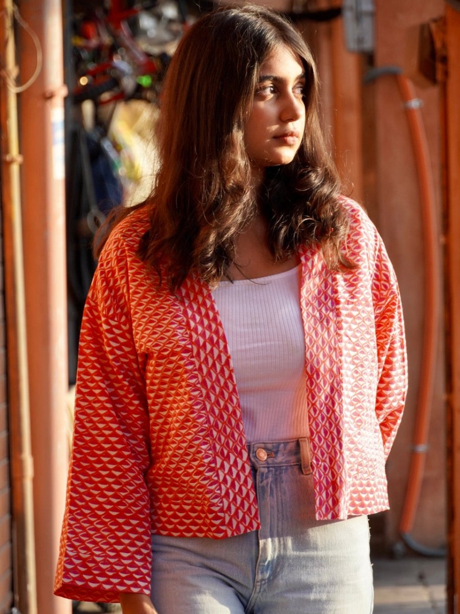 Pink Peacock Shrug – Womens Jacket by Bloc'D by JBH available on Brown Living™. M . SKU: BSW007M. Img 3.