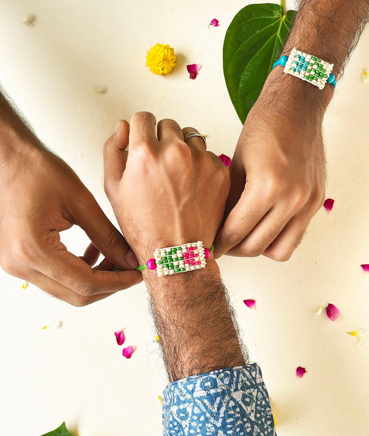 Pink Pixel Tulip Rakhi – Rakhi on Brown Living™. SKU: GUL-15. Img 2.