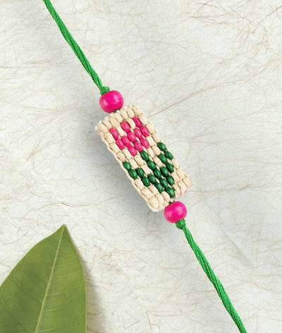 Pink Pixel Tulip Rakhi – Rakhi on Brown Living™. SKU: GUL-15. Img 1.