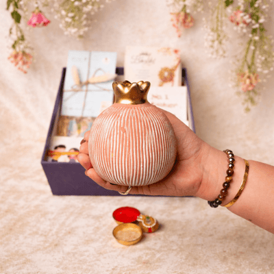 Pink Pomegranate Rakhi Gift Hamper | Handcrafted Raksha Bandhan Gift – Gift Hampers on Brown Living™. SKU: RKH-19. Img 1.