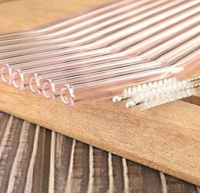Pink Saphire Glass Straws (Set of 6) – Drinking Straws & Stirrers on Brown Living™. SKU: PNK - SAP - 6 - 8. Img 3.