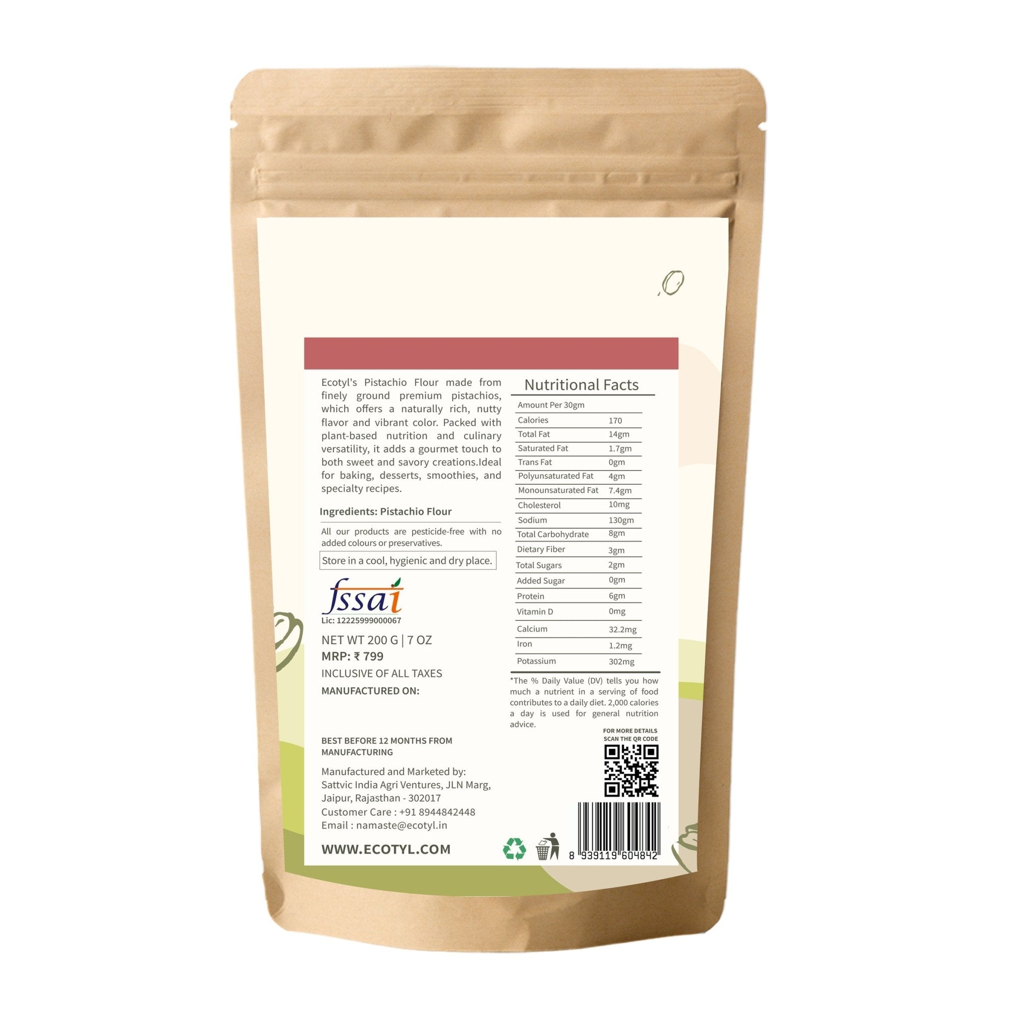 Pistachio Flour | Gluten Free | Healthy Baking Flour | 200g – Healthy Snacks on Brown Living™. SKU: ECOTYL00052. Img 6.