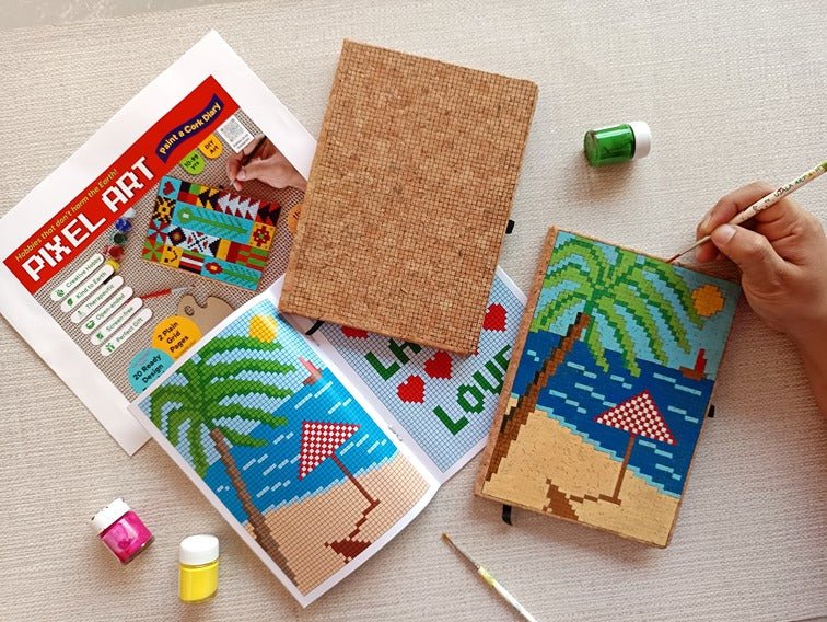 Pixel Art DIY Diary Painting Kit (A5 Cork Diary + Reference Guide) – Art & Craft Supplies on Brown Living™. SKU: PIXELARTDIARYDIY. Img 1.