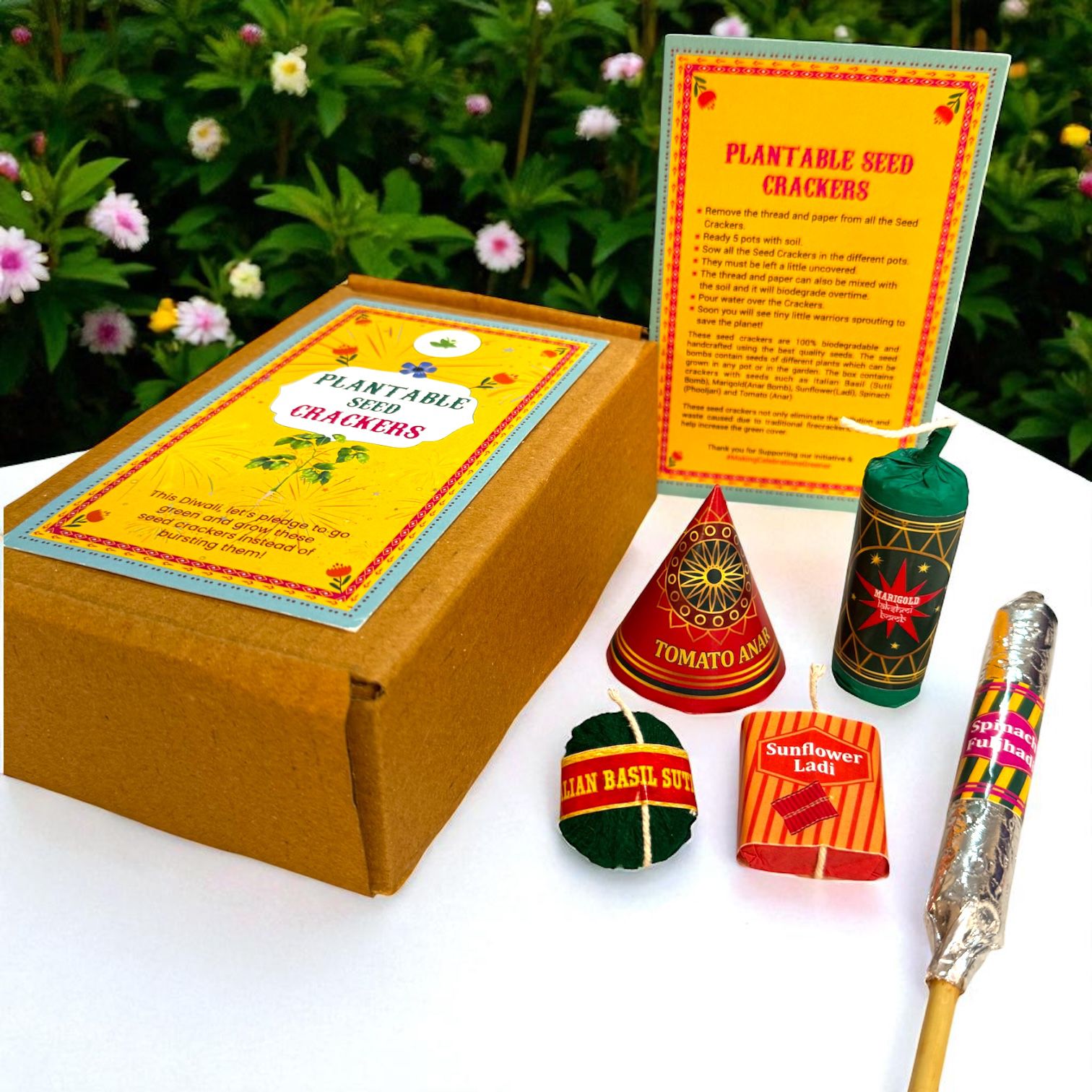 Plantable Seed Crackers | Set of 5 Diwali Themed Seed Bombs – Gift Hampers on Brown Living™. SKU: DWI - 11. Img 2.