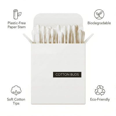 Plastic - Free Cotton Buds Pack of 4 Paper Stem Ear Buds – Ear Buds on Brown Living™. SKU: DOS-CB--01. Img 2.