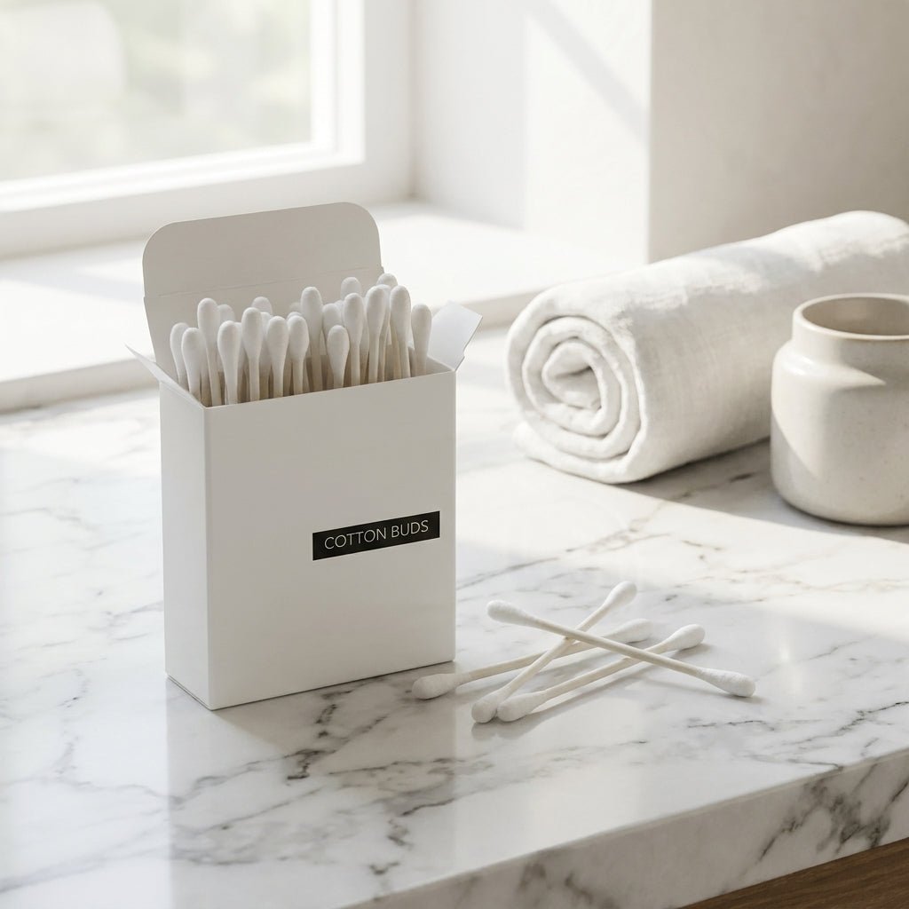 Plastic - Free Cotton Buds Pack of 4 Paper Stem Ear Buds – Ear Buds on Brown Living™. SKU: DOS-CB--01. Img 3.