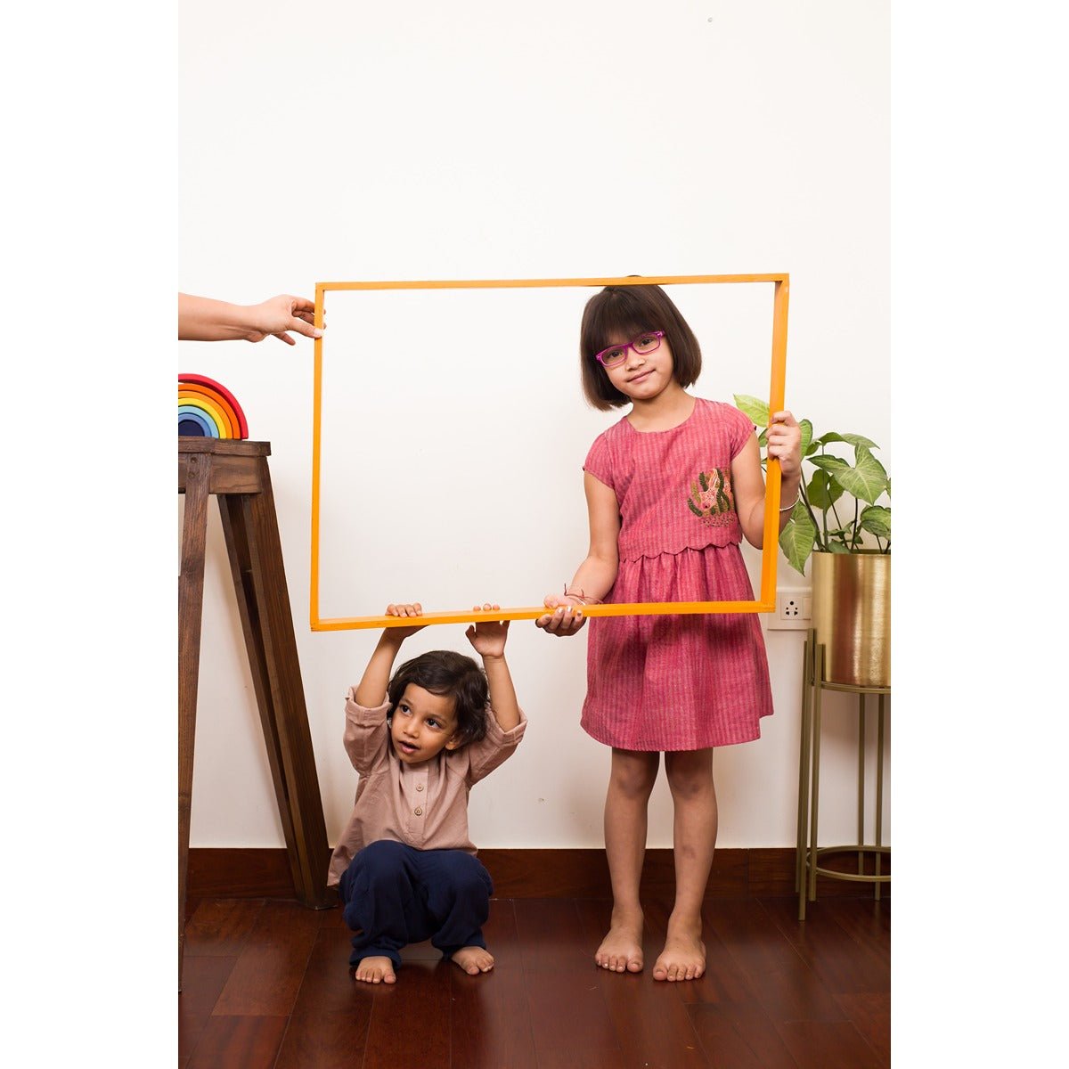 Playful Pond Dress | Pretty Pink Cotton Dress for Girls – Kids Daywear Sets on Brown Living™. SKU: MCBL55. Img 1.