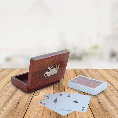 Playing Card Rosewood Deck Case Holder Box with Free Cards – Card Games on Brown Living™. SKU: BLSC1038401. Img 1.