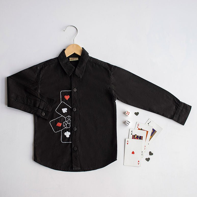 Playing Cards & Dice Embroidered 100% Organic Cotton - Black | Verified Sustainable by Brown Living™