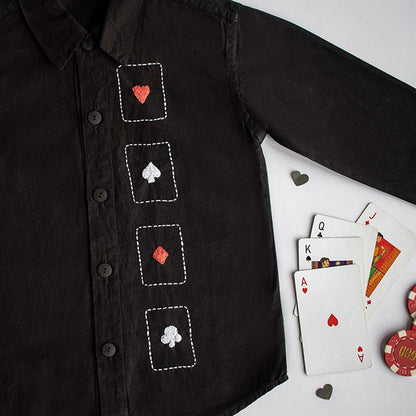 Playing Cards Embroidered 100% Organic Cotton - Black | Verified Sustainable by Brown Living™