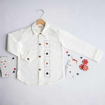 Playing Cards Embroidered 100% Organic Cotton - White | Verified Sustainable by Brown Living™