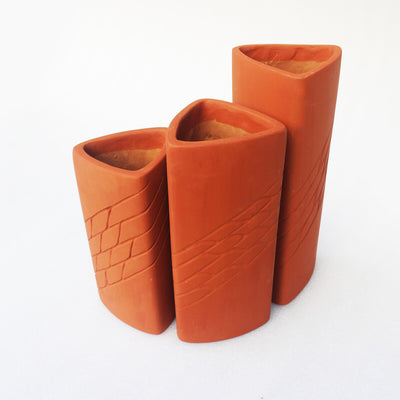 Trigo Terracotta Planters Set of 3 (Large,Medium,Small) – Pots & Planters on Brown Living™. SKU: PLT - TRG. Img 3.