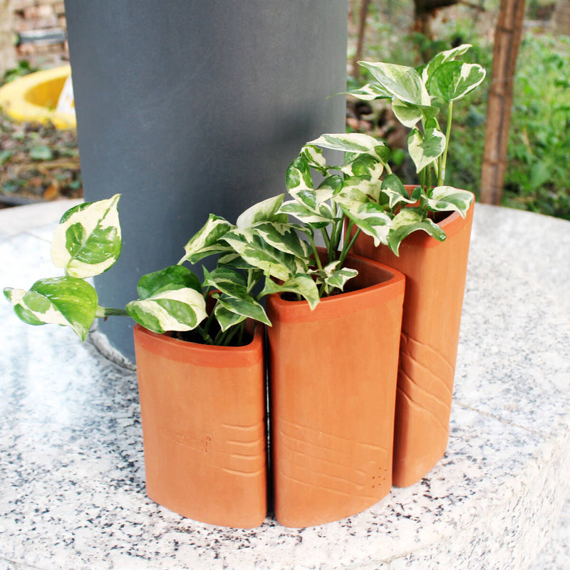 Buy Trigo Terracotta Planters Set of 3 (Large,Medium,Small) | Shop Verified Sustainable Pots & Planters on Brown Living™