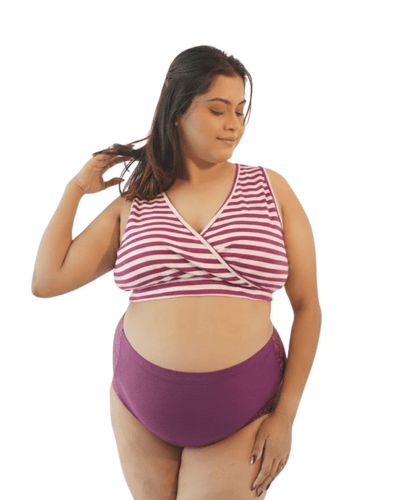 Plum Cherub Organic Cotton Maternity Nursing Set – Womens Maternity Wear on Brown Living™. SKU: SETPLUM_CHERUB008-005-S. Img 6.