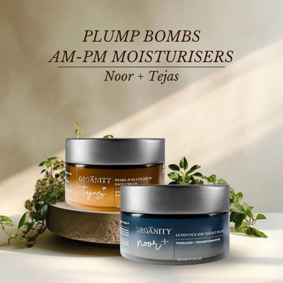 Plump Bombs AM - PM Moisturisers – Face Moisturizer on Brown Living™. SKU: ORG - COMBO - PLUMP. Img 2.