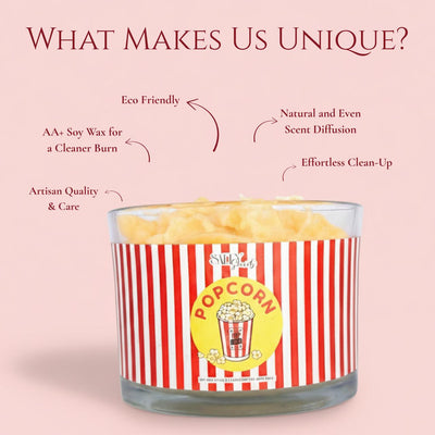 Popcorn Scented Candle - Movie Night Aroma Candle – Candles & Fragrances on Brown Living™. SKU: SS-07. Img 3.
