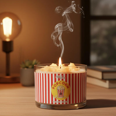 Popcorn Scented Candle - Movie Night Aroma Candle – Candles & Fragrances on Brown Living™. SKU: SS-07. Img 5.