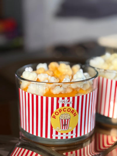 Popcorn Scented Candle - Movie Night Aroma Candle – Candles & Fragrances on Brown Living™. SKU: SS-07. Img 1.