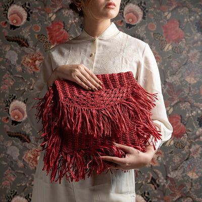 Poppy Raffia Bag | Handwoven Natural Raffia Everyday Bag – Handbags on Brown Living™. SKU: S24POPPYRA200-CR. Img 1.