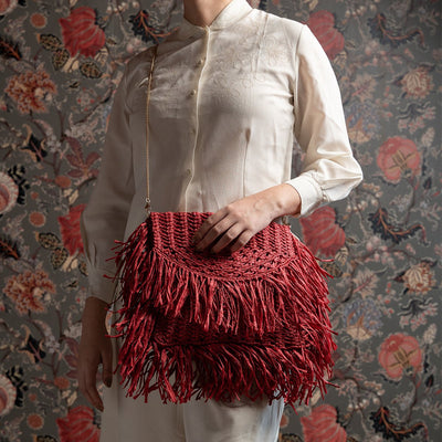 Poppy Raffia Bag | Handwoven Natural Raffia Everyday Bag – Handbags on Brown Living™. SKU: S24POPPYRA200-CR. Img 3.