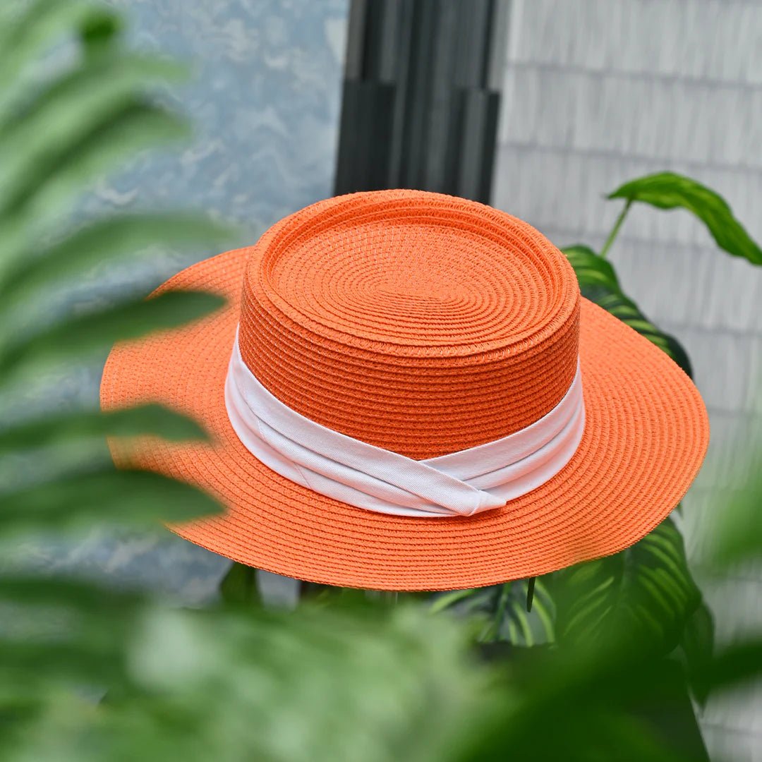 Pork Pie Hat Made With Cotton & Natural Straw | Lightweight Summer Hat – Womens Hat on Brown Living™. SKU: MBNL003021. Img 12.