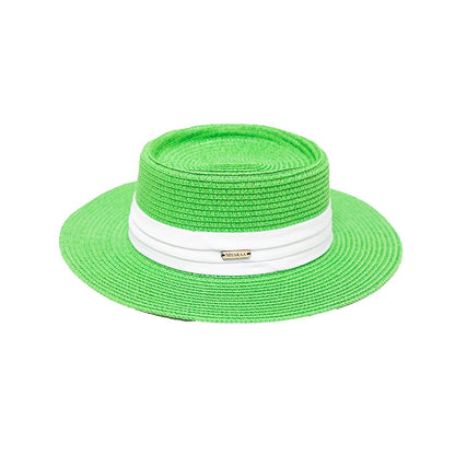 Pork Pie Hat Made With Cotton & Natural Straw | Lightweight Summer Hat – Womens Hat on Brown Living™. SKU: MBNL003023. Img 7.