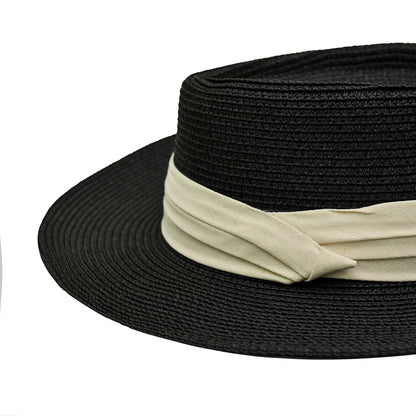 Pork Pie Hat Made With Cotton & Natural Straw | Lightweight Summer Hat – Womens Hat on Brown Living™. SKU: MBNL003025. Img 3.