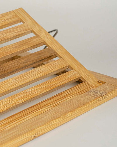 Portable Wooden Laptop Stand | Ergonomic Foldable Laptop Holder – Organisers on Brown Living™. SKU: ANTPWLSLAG. Img 2.