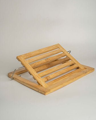 Portable Wooden Laptop Stand | Ergonomic Foldable Laptop Holder – Organisers on Brown Living™. SKU: ANTPWLSLAG. Img 1.