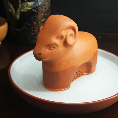 Porus Terracotta Capricorn Air Aroma Diffuser for Indoors Table Top | Set of 1 Capricorn + 6 Perfumes 10 ml Each | Verified Sustainable by Brown Living™