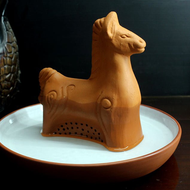 Porus Terracotta Horse Air Aroma Diffuser for Indoor Table Top | Set of 1 Horse + 6 Perfumes 10 ml Each | Verified Sustainable by Brown Living™