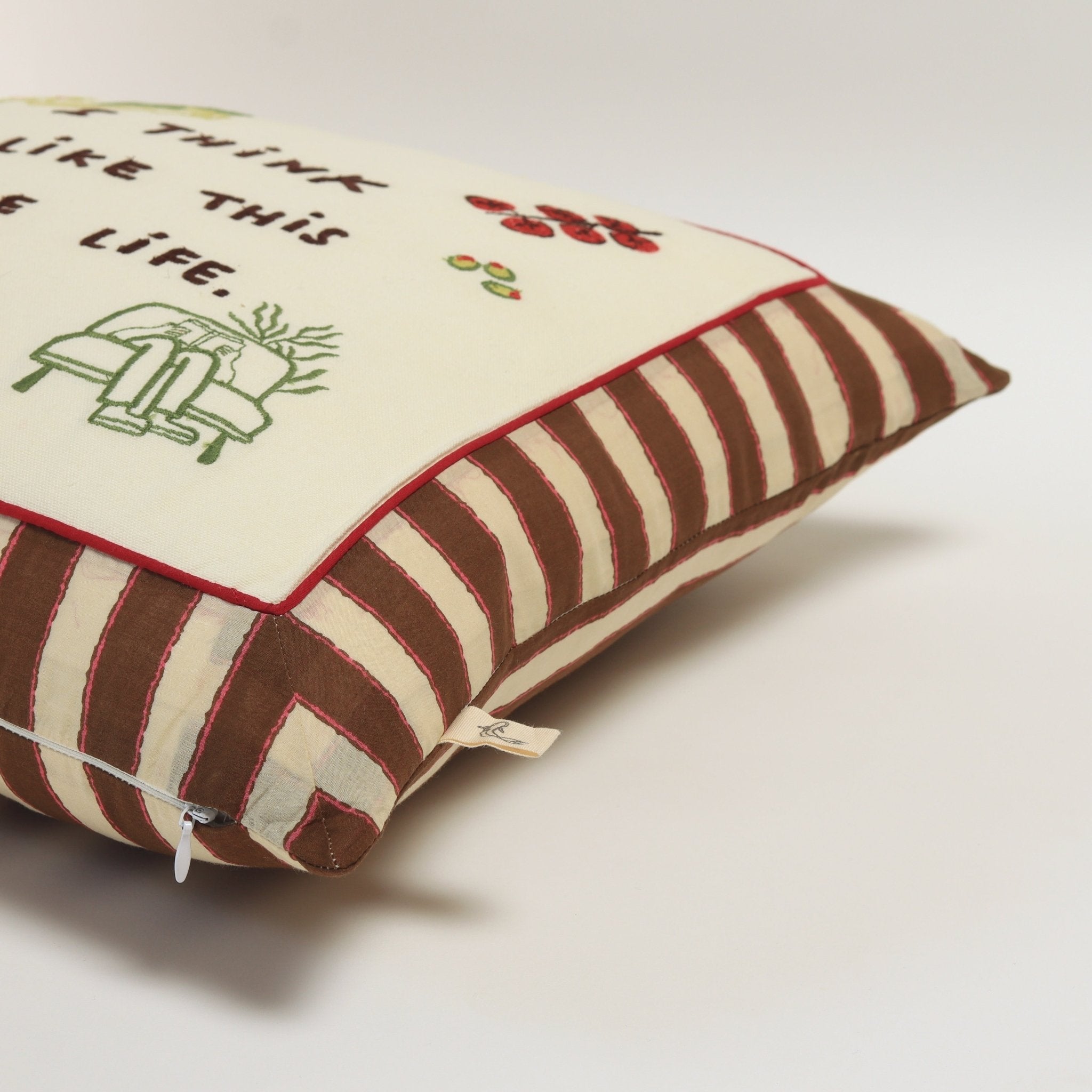 Postcard Embroidered Cushion Cover Decorative Throw Pillow Cover – Covers & Inserts on Brown Living™. SKU: KOI-PL-BR-015. Img 3.