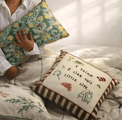 Postcard Embroidered Cushion Cover Decorative Throw Pillow Cover – Covers & Inserts on Brown Living™. SKU: KOI-PL-BR-015. Img 4.