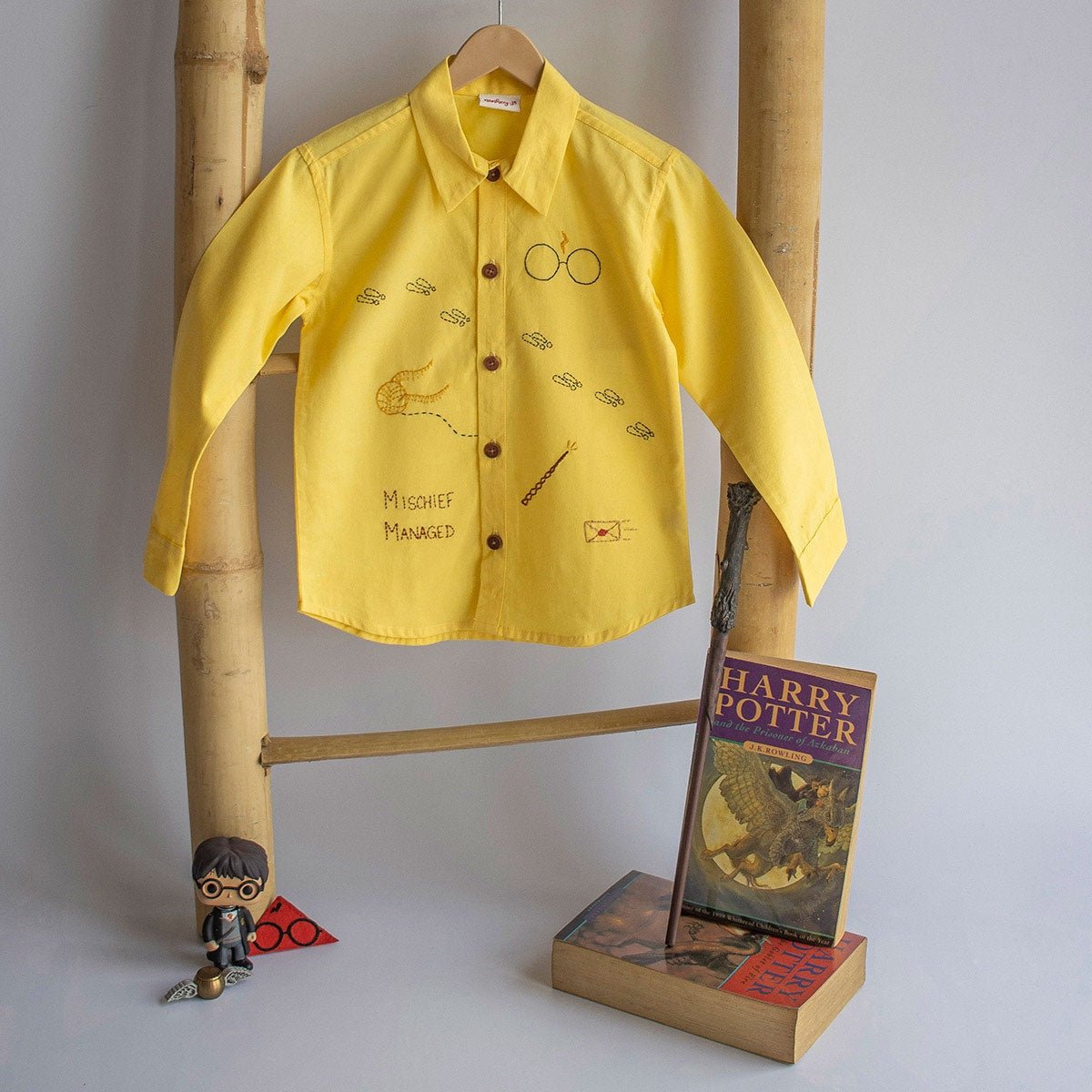 Potter - Magic Embroidered Unisex Organic Cotton Shirt - Yellow | Verified Sustainable by Brown Living™