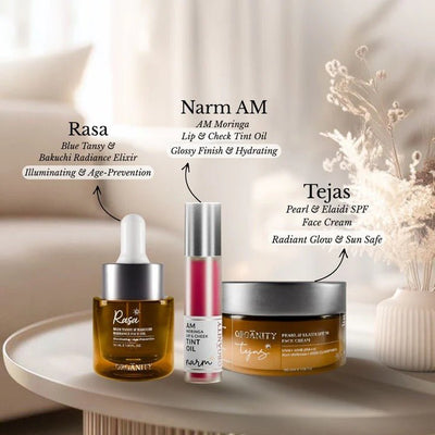 Pre - Party Glass Skin Trio – Rasa, Tejas & Narm AM – Skin Care on Brown Living™. SKU: ORG - PGS - TRIO - 02. Img 2.