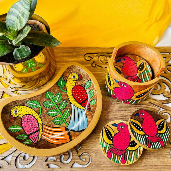Preet Hamper- Handcrafted Maitri Platter and Pihu Coaster Set | Verified Sustainable Gift Giving on Brown Living™
