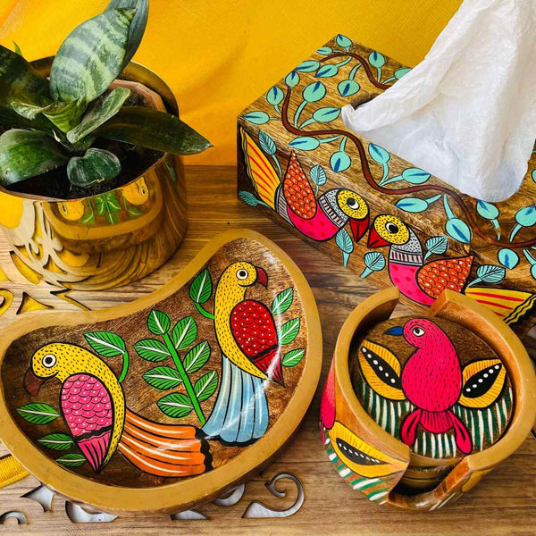 Preet Hamper- Handcrafted Maitri Platter, Pihu Coaster Set, and Parinda Tissue Box | Verified Sustainable Gift Giving on Brown Living™