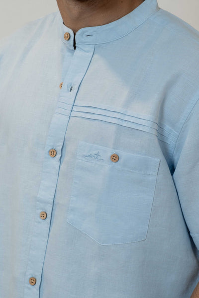 Premium Blue Crest Linen Cotton Classic Shirt For Men – Men Shirt on Brown Living™. SKU: ANTLCCFLBCS. Img 3.