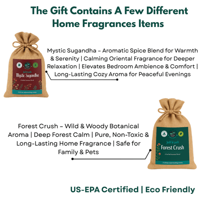 Premium Botanical Car Aroma Potli | Mystic Sugandha & Forest Crush – Fragrance Diffusers on Brown Living™. SKU: BLP2001-MSFC. Img 4.