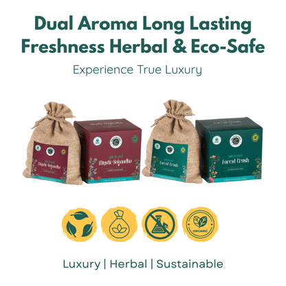 Premium Botanical Car Aroma Potli | Mystic Sugandha & Forest Crush – Fragrance Diffusers on Brown Living™. SKU: BLP2001-MSFC. Img 3.