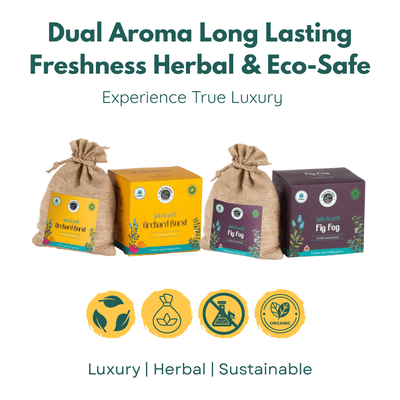 Premium Botanical Car Aroma Potli | Orchard Brust & Fig Fog | Pack of 2 – Fragrance Diffusers on Brown Living™. SKU: BLP2001-OBFF. Img 2.