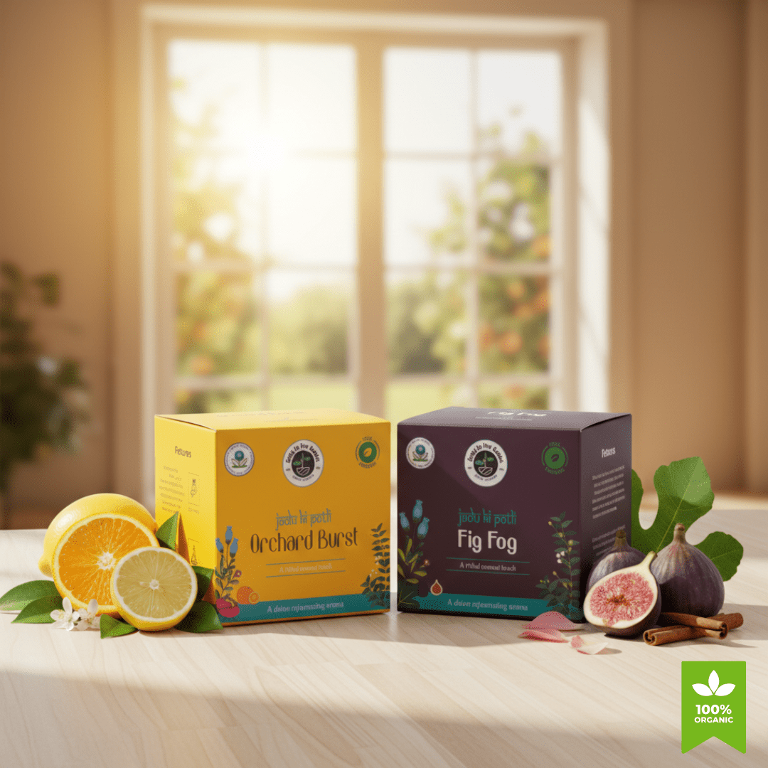Premium Botanical Car Aroma Potli | Orchard Brust & Fig Fog | Pack of 2 – Fragrance Diffusers on Brown Living™. SKU: BLP2001-OBFF. Img 1.