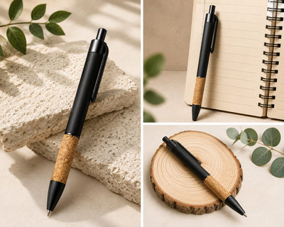 Premium Cork & Metal Ball Pen | Eco-Friendly Executive Pen – Pens on Brown Living™. SKU: BRC-CMP-01. Img 1.