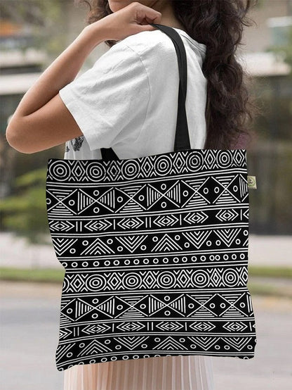 Premium Cotton Canvas Tote Bag - Aztec Black | Verified Sustainable by Brown Living™