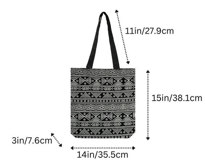 Premium Cotton Canvas Tote Bag - Aztec Black | Verified Sustainable by Brown Living™