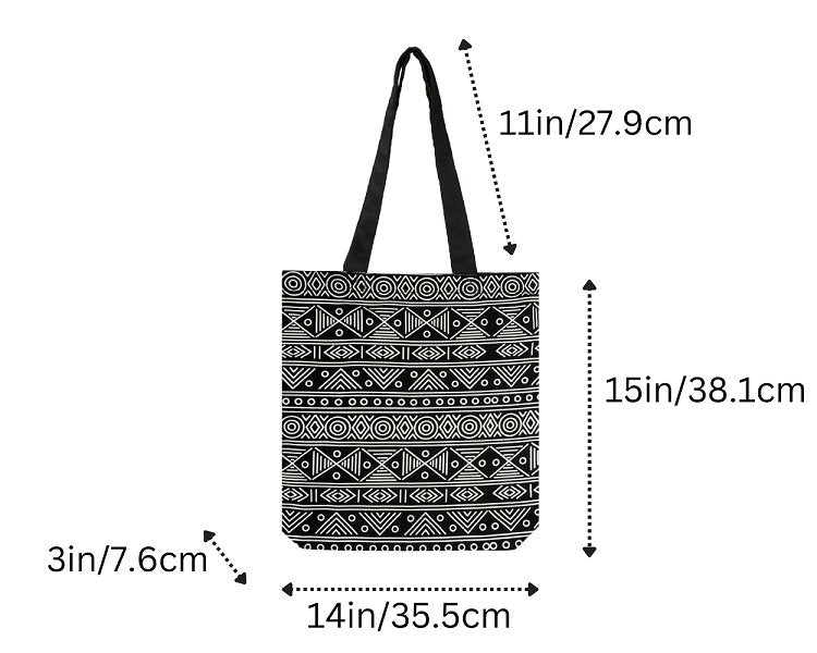 Premium Cotton Canvas Tote Bag - Aztec Black | Verified Sustainable by Brown Living™