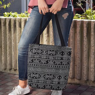 Premium Cotton Canvas Tote Bag - Aztec Black | Verified Sustainable by Brown Living™